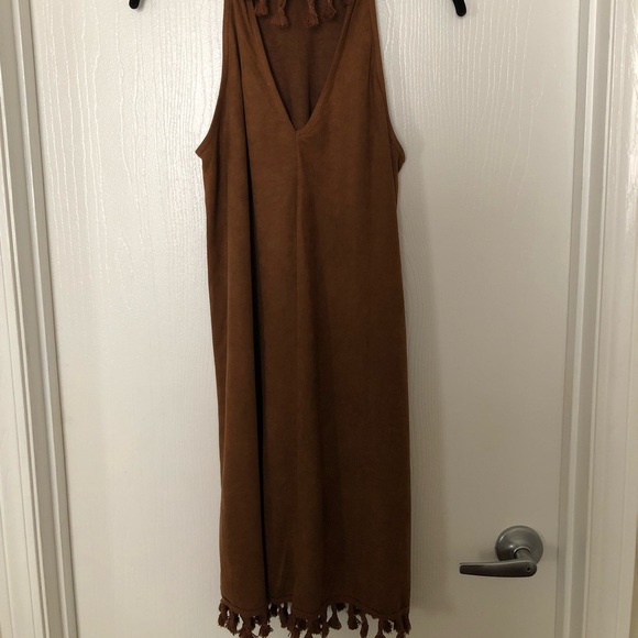 Carmel Brown Boho Sleeveless Dress - Picture 2 of 4
